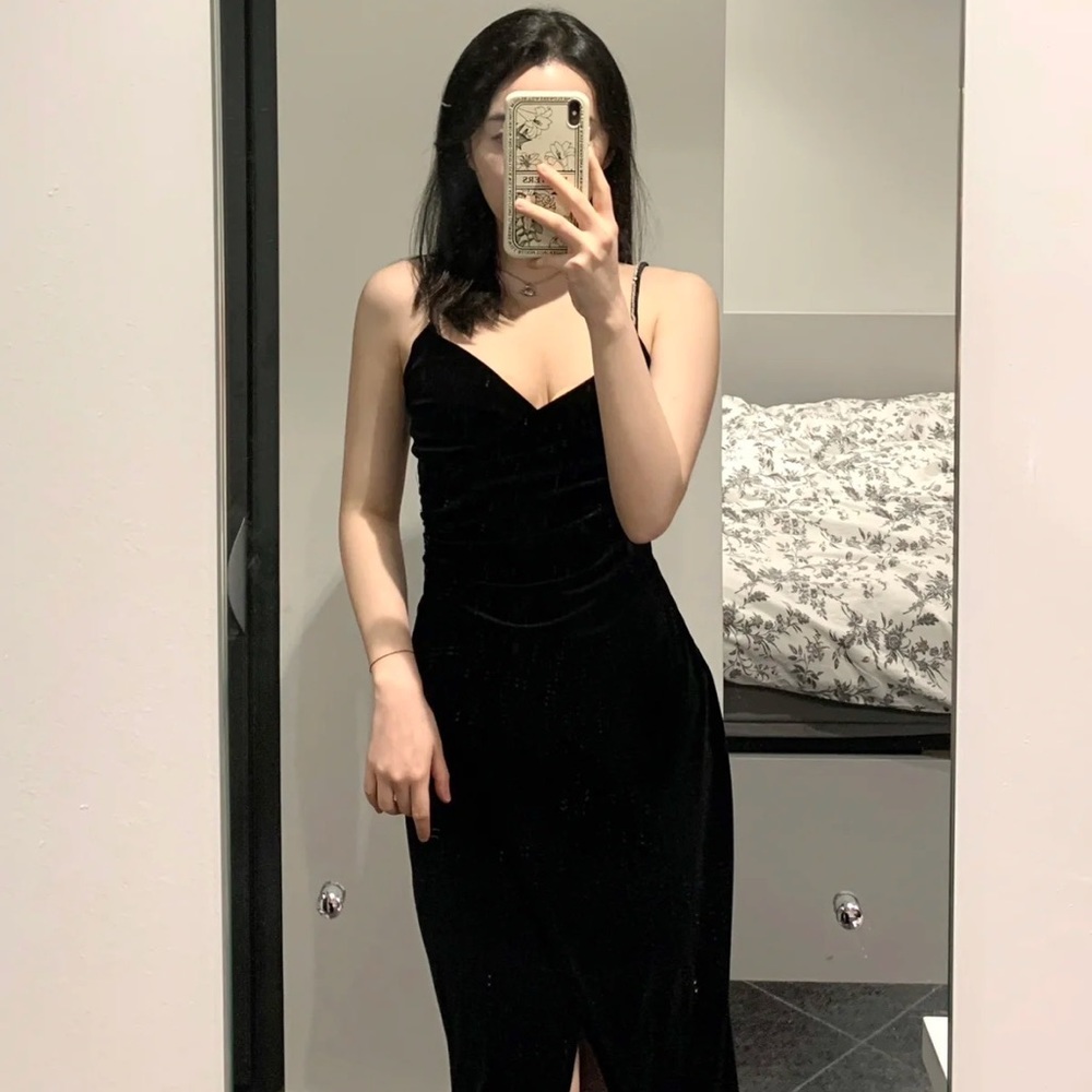 Zara VELVET LINGERIE-STYLE DRESS - Picture 4 of 4